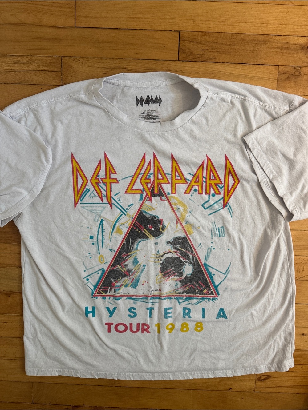Vintage Def Leppard White Graphic Tour Tee Official Licensed Size L